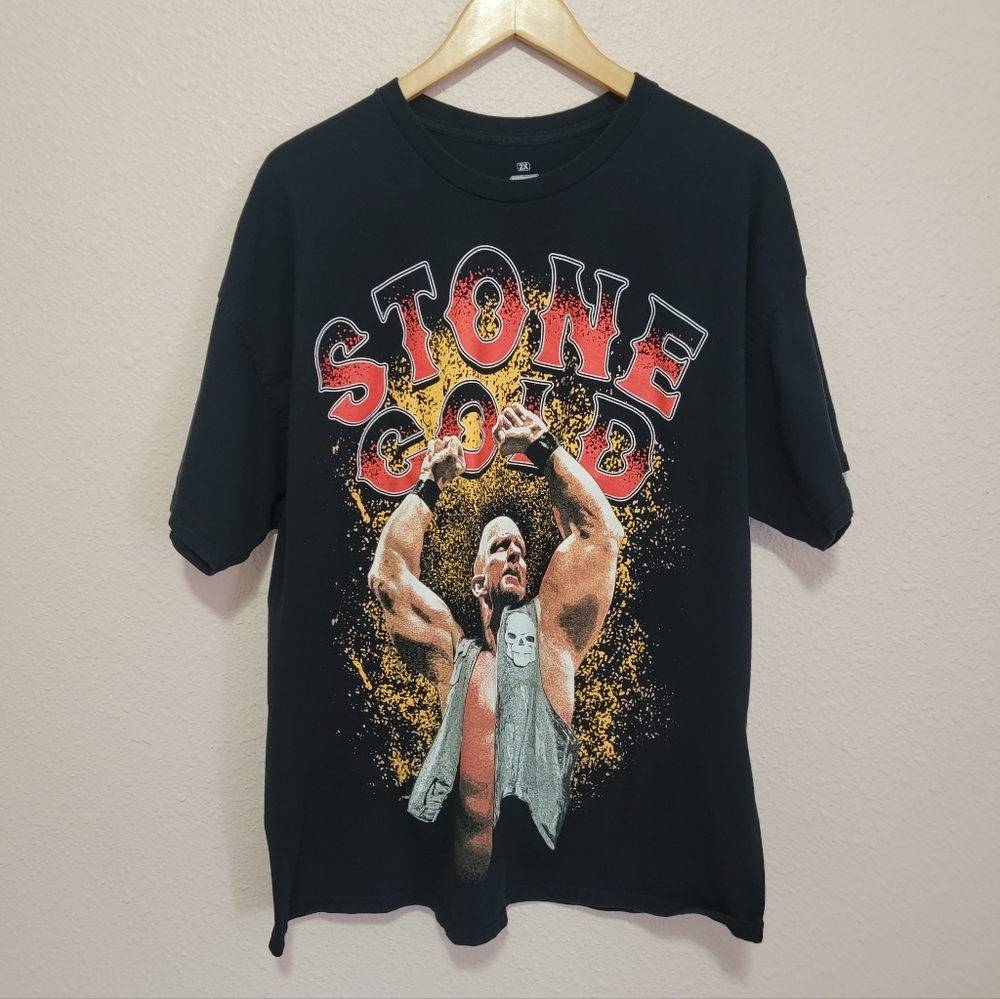 Stone Cold Steve Austin WWE black red Yellow Graphic Tee T-shirt Legends 90S Y2K